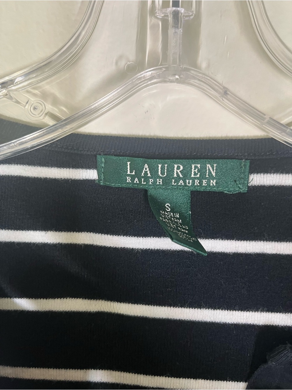 Ralph Lauren Black and White Striped Knit Scoop-Neck Long-Sleeve Top - Picture 3 of 6